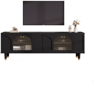 OKWISH Lowboard mit Großer Stauraum (Fernsehtisch,TV-Ständer,TV Board, 1 St, 4 Türen), mit gewölbten geriffelten Glastüren