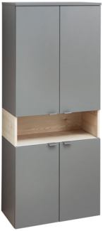 Midischrank Sylt / Quickset 394 , Holzwerkstoff , Grau, Holzfarben , 60 x 142 x 33 cm