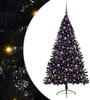 vidaXL Künstlicher vorbeleuchteter Weihnachtsbaum Schwarz 180 cm PVC 3397147