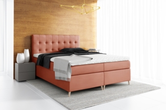 99rooms Sorento Boxspringbett Velours 160x200 cm Korallenrot