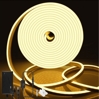 LETGOSPT LED Stripe LED Nachtlicht Warmweiss, Dimmbare Neon Led Streifen, Silikon DIY, IP65 Wasserdicht, Led Neon Strip Mit Netzteil Und Led Controller