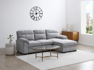 Vente-unique - Ecksofa mit Schlaffunktion - Ecke rechts - Stoff - Grau - ULENIO