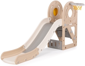 Chipolino Kinderrutsche Ente 170 cm Rutschlänge Basketballkorb Ball wetterfest beige