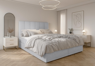 AX LIVING Boxbett Merea beiges Boxspringbett Bettkasten 80x200 cm