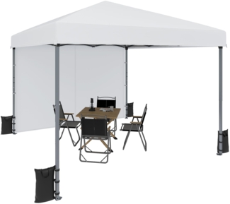 YITAHOME 3x3 m Pop-Up Pavillon | wasserdicht Faltpavillon | Anti-UV Gartenzelt Partyzelt | mit Tragetasche und Seilen | für Terrasse Strand Camping Markt Festival (Weiß+Einteiliges Tuch)