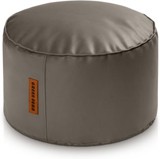 Green Bean® Sitzhocker aus Kunstleder - Pouf mit EPS Perlen Füllung - 43 x 30 cm - perfekte Ergänzung zum Sitzsack - Hellbraun-Grau
