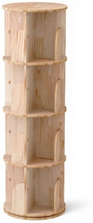 GarveeMore Bücherregal 360 Grad drehendes Bücherregal massives Holz stehendes Regalboden