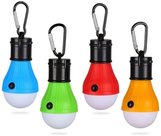 zggzerg LED Arbeitsleuchte Campinglampe, 4 Stück Tragbare LED Campinglaterne mit Karabiner, LED wechselbar, 3-Helligkeit Modus Campinglampe für Camping, Notfall, Stromausfall