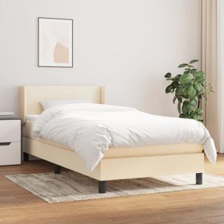 vidaXL Boxspringbett mit Matratze Stoff Creme 90x200 cm, Härtegrad: H2 [3129526]