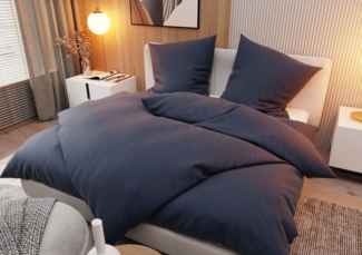 Mako Interlock Jersey Bettwäsche dunkelblau geometric Garnitur 135x200 + 80x80