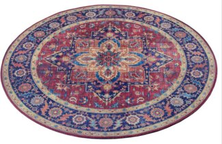 Vintage Teppich Anthea - plum-rot - 160 cm Durchmesser