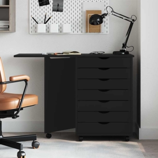 vidaXL Rollschrank mit Schreibtisch MOSS Schwarz Massivholz Kiefer 4015790