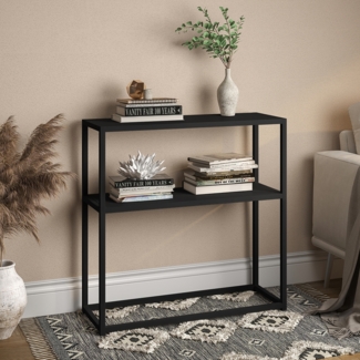 skølm 'Skadi' Konsolentisch mit zwei Ablagen, Metall, schwarz, 80x28x80 cm, Metallregal mit Stauraum
