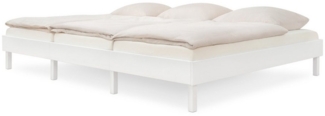 Ehrenkind Holzbett Plano, Modulares Familienbett, FSC® Zertifiziert (Familienbett, 270x200 cm, aus massivem Kiefernholz, weiß lackiert, 2‑in‑1 Höhe (Bodenbett oder Standard), Modular und Höhenverstellbar