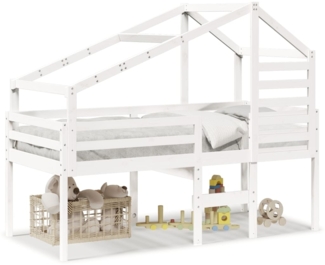 vidaXL Hochbett mit Dach Weiß 80x200 cm Massivholz Kiefer 3281975