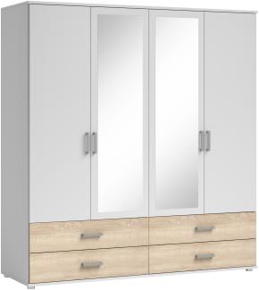 Kleiderschrank >Ivar< in Weiß Abs. Eiche Sonoma - 180x190x51cm (BxHxT)