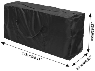 FOUORTUNATE-BEE Gartenmöbel-Schutzhülle Auflagentasche Gartenpolster Aufbewahrungstasche Gartenauflagen (Schutzhülle Oxford Aufbewahrung mit Tragegriff für Gartenmöbel Kissen Polsterauflagen Weihnachtsbaume, Schwarz (173 x 76 x 51 cm)