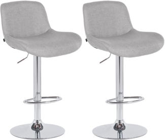CLP 2er Set Barhocker Solon Chrom höhenverstellbar und drehbar mit Rückenlehne,hellgrau Stoff