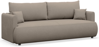 Selsey 'Ovo Mini' 3-Sitzer Schlafsofa mit Bettkasten, Chenille Easy-Clean, graubeige
