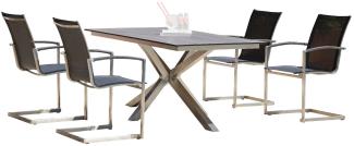 Sonnenpartner 5-teilige Sitzgruppe Millenium & Base-Spectra diagonal 160x90 cm Edelstahl mit Textile