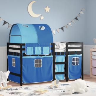 vidaXL Kinderhochbett mit Tunnel Blau 90x190 cm Massivholz Kiefer 3283860