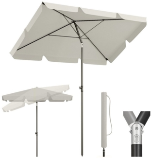 Sekey Rechteckschirm, neigbar, UV50+ Sonnenschutz, Polyester graubeige, 200 x 125 cm
