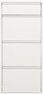 Kare Design Schuhschrank Caruso 3+1, Weiß, 119 x 50 x 15 cm, Schuhkipper, Stahl, mit Platz für 6 Paar Schuhe, Flur