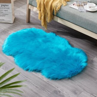BTTO TEPP Hochflor-Teppich Fellteppich,Kunstfell,Weich,Hochflor Shaggy Teppiche,Wolkenform, Lila, Langflor Teppich 60X90cm,Einfarbig,Künstliches,5cm Flor Länge