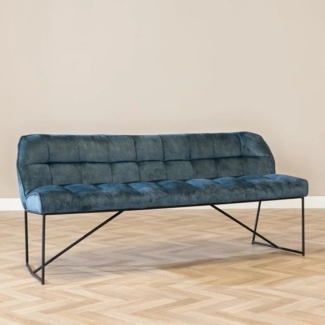 Bronx71 Esszimmerbank Samt Janna blau 220 cm