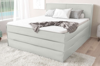 99rooms Santiago Boxspringbett Weiß Kunstleder MADRYT 140x200 cm Taschen-Federung