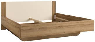 Lomadox Bettgestell VARESE-83, Eiche mit beige 180x200cm Liegefläche 184,3x85,6x204,6 cm