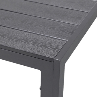 Holzimitat Gartentisch Outdoortisch Aluminium Anthrazit 90x90x74cm