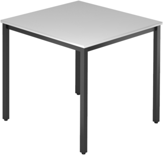 bümö Multifunktionstisch grau, Tisch 80x80 cm, Tischfuß vierkant in schwarz - einfacher Tisch klein, Besprechungstisch System D-Serie, Konferenztisch, Meetingtisch, Mehrzwecktisch, Pausentisch, DQ08-5-D