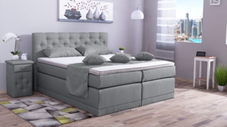 Meisterbetten Boxspringbett Babo 240x220 in WT-Silbergrau, Matratzenbezug Nano, Komfortschaum-Topper