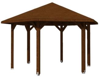 SKANHOLZ Pavillon, Zeltdach, sechseckig, BxT: 480x416 cm nussbaum Gartenpavillon 4018211007585