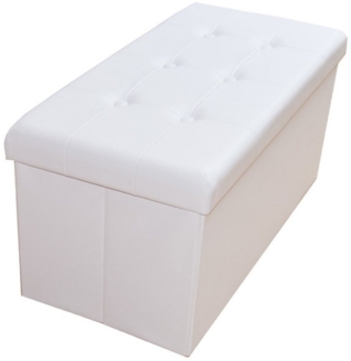 Natsen Sitzhocker Sitzbank mit Stauraum faltbare Füßbank (Sitztruhe aus Kunstleder, 76 x 38 x 38 cm Weiß), gepolstert Sitzbank Fußhocker, für Wohnzimmer Schlafzimmer