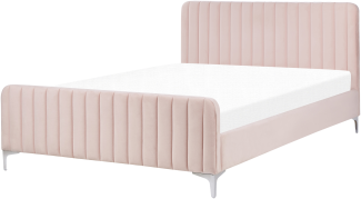 Bett mit Lattenrost LUNAN 140 x 200 cm Samtstoff Pastellrosa