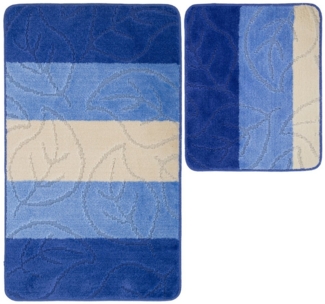 Ribelli Badematte Badezimmerteppich Set 2tlg, Badezimmermatte Rutschfest, Leaf, 60x100 cm + 50x60 cm Badteppich Waschbar