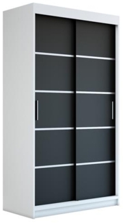Schwebetürenschrank PARIS 2-türig Schrank 120 cm (mit Spiegel) Farbe: Weiß , schwarz