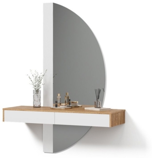Livinity® Schminktisch Ascona, Weiß/Eiche, 120 cm mit LED Beleuchtung