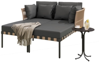 SOFTWEARY Loungebett, 2-Sitzer Gartenmöbel mit Couchtisch, Gartenliege