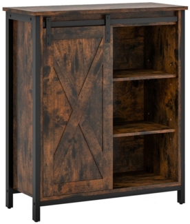 COSTWAY Sideboard, mit Schiebetüren, 6 Fächern & verstellbaren Ablagen, Holz
