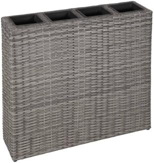 vidaXL Garten-Hochbeet mit 4 Töpfen Poly Rattan Grau 45426