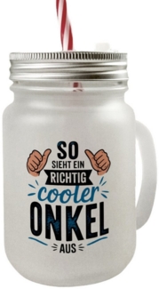 speecheese Glas SO SIEHT EIN RICHTIG COOLER ONKEL AUS Mason Jar Henkel Trinkglas mit
