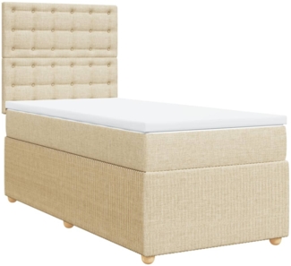 vidaXL Boxspringbett mit Matratze Creme 90x190 cm Stoff 3291930