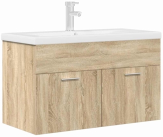 vidaXL Waschbeckenunterschrank Einbaubecken Wasserhahn Sonoma-Eiche 3325015