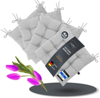 LILENO HOME Stuhlkissen Sitzkissen für Gartenstuhl, Küchenstuhl oder Esszimmerstuhl 40 x 40 x 6 cm, Bequeme Indoor u. Outdoor Stuhlauflage als Stuhl Kissen Hellgrau