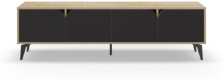Calicosy TV-Möbel 4 Türen mit Metallfüßen B180 cm - FLORA - Helles Holz