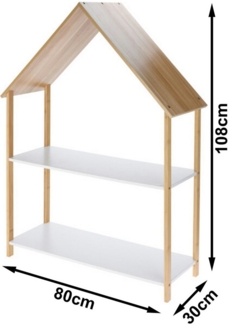 Koopman Kinderregal Spielzeugregal Haus 108x80 cm Regal, 1-tlg, Bambus, 2 Ablagen, 108 x 80 x 30 cm, Haus, Aufbewahrung