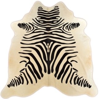 KUHFELL online & NOMAD Fellteppich Kuhfell creme weiß mit Zebra Print 190x160 cm Rinder Fell Teppich